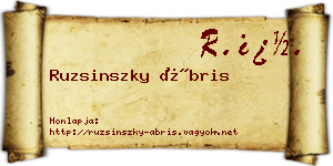 Ruzsinszky Ábris névjegykártya